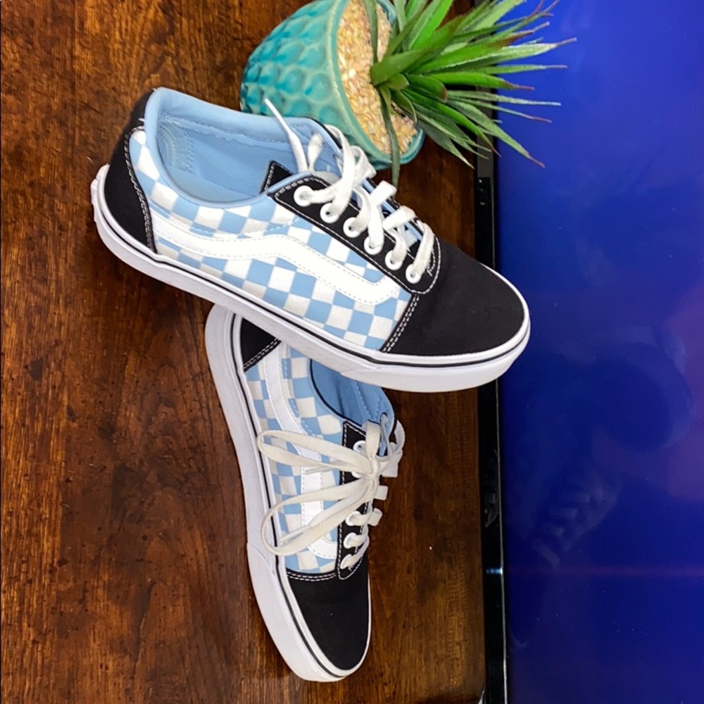 blue and white checkered old skool vans!